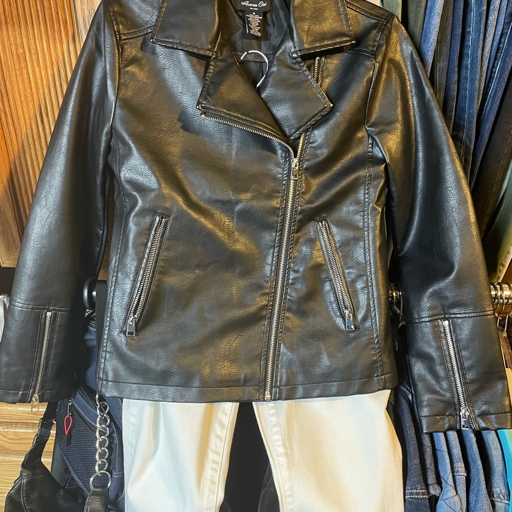 Anna Cai faux leather jacket, size S